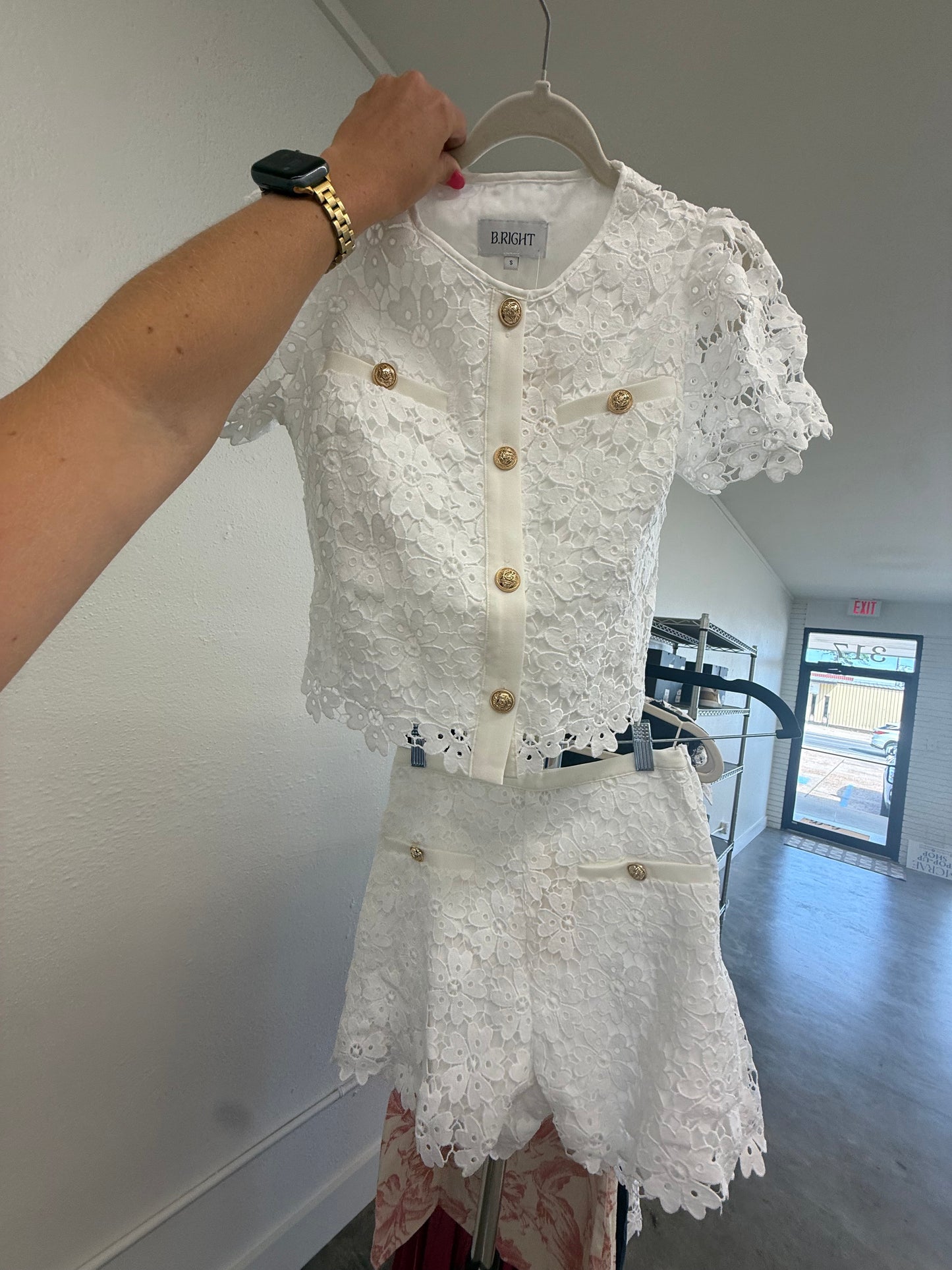 Gold Button Lace set