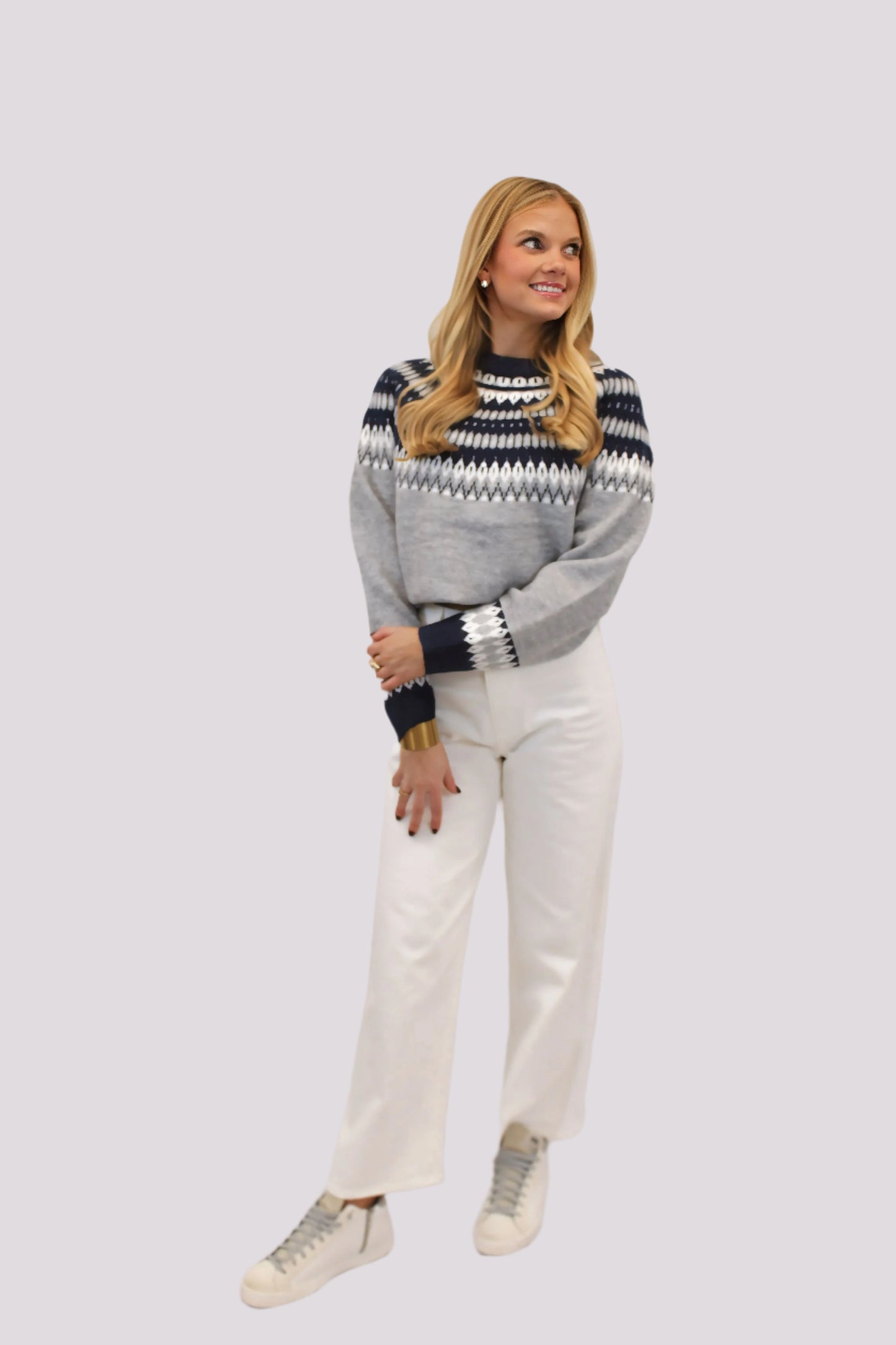 Nancy Nordic Pattern Crew Neck Sweater