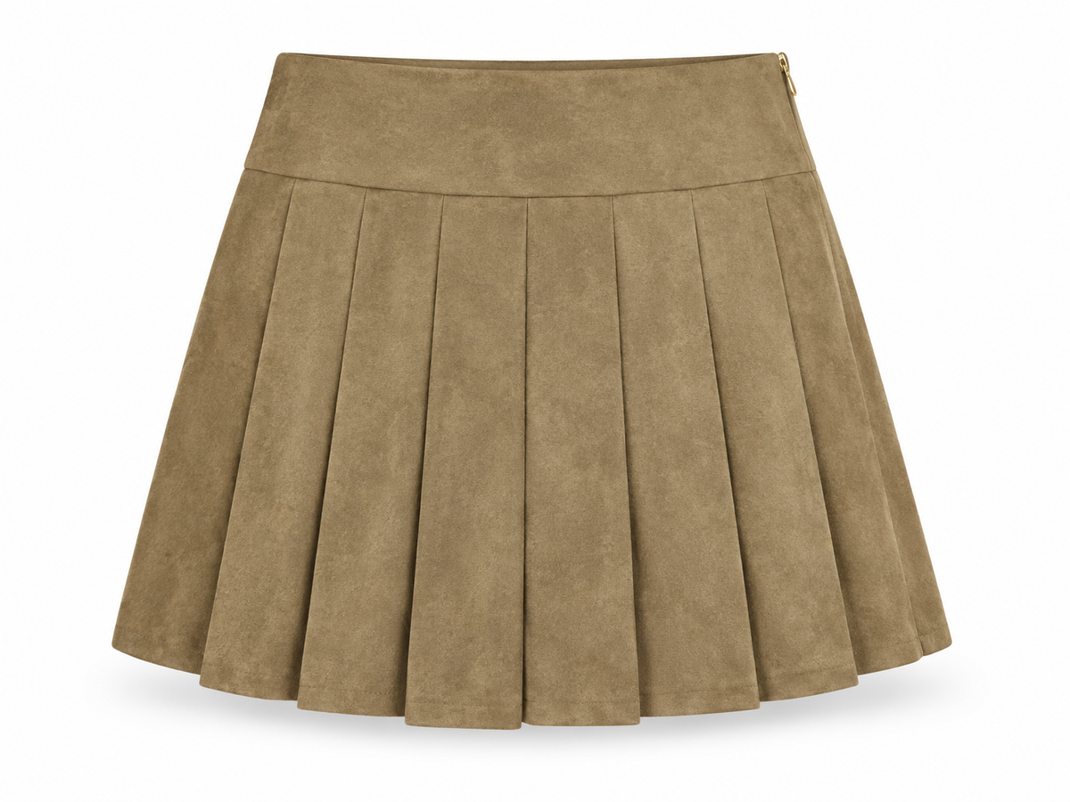 Heather Suede Pleated Skirt