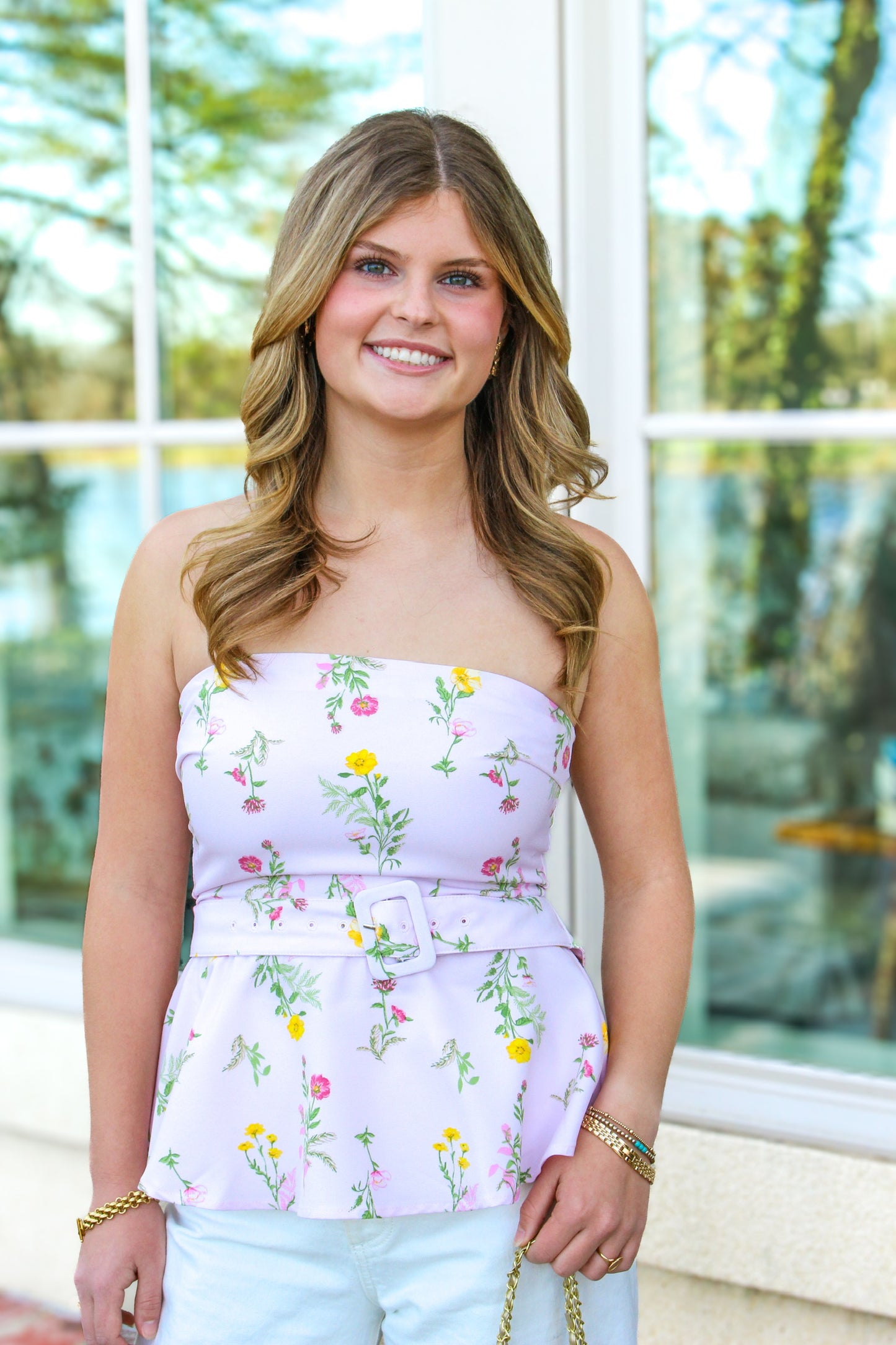 Iva Floral Strapless Top