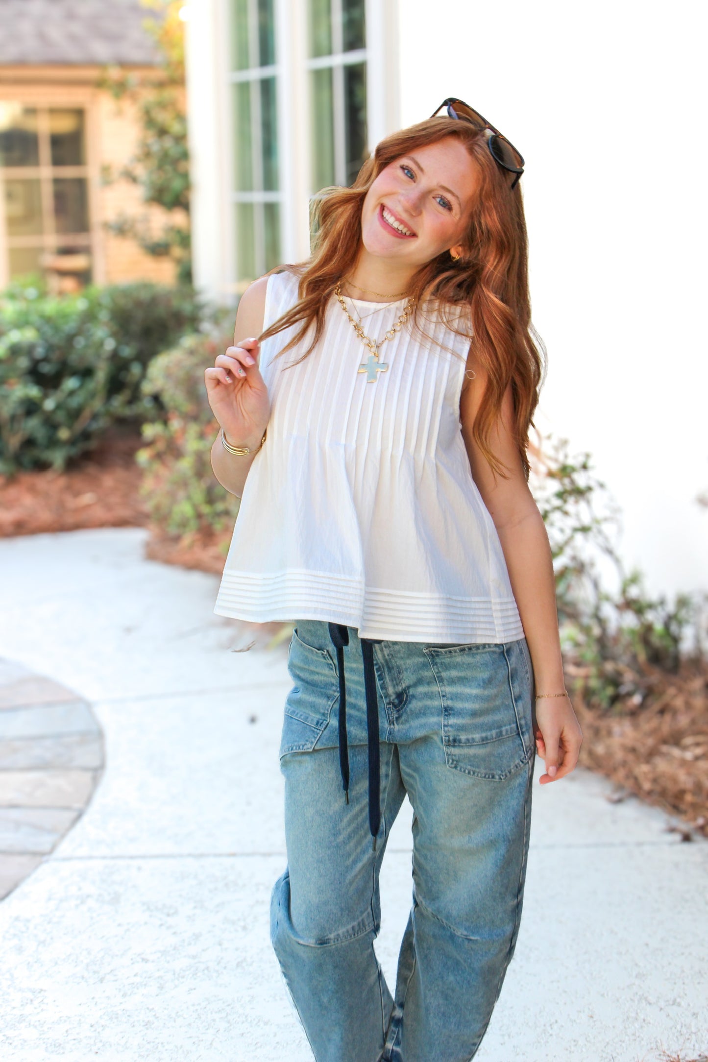 Georgia SLEEVELESS PLEATED TOP