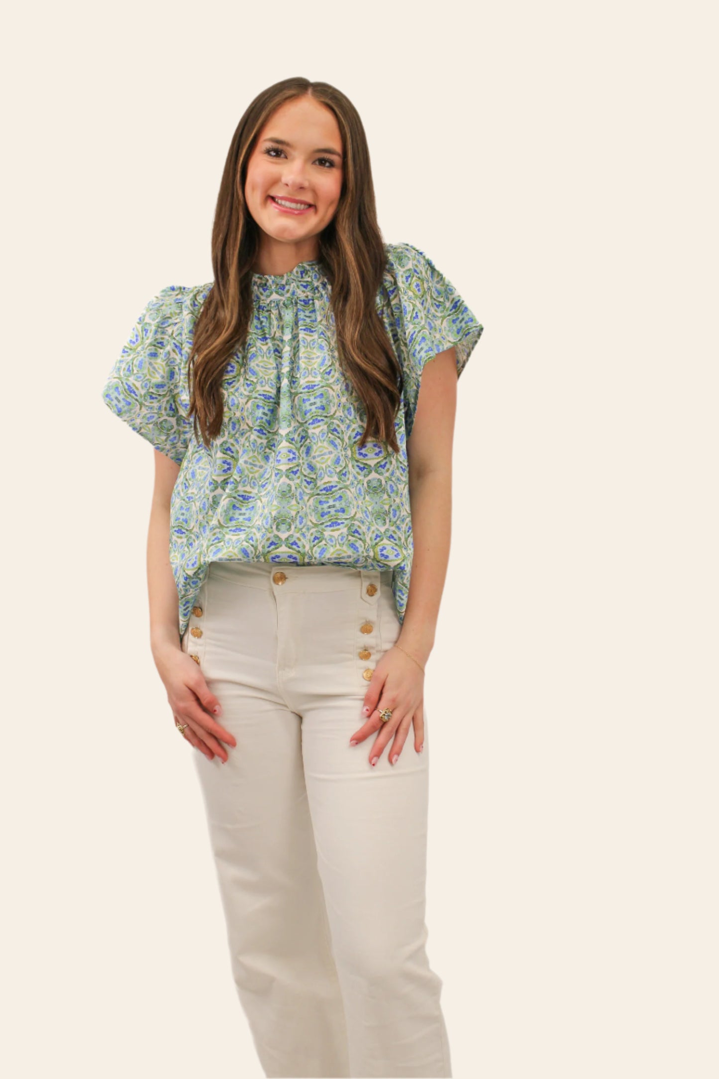 Adelene Flutter Sleeve Top