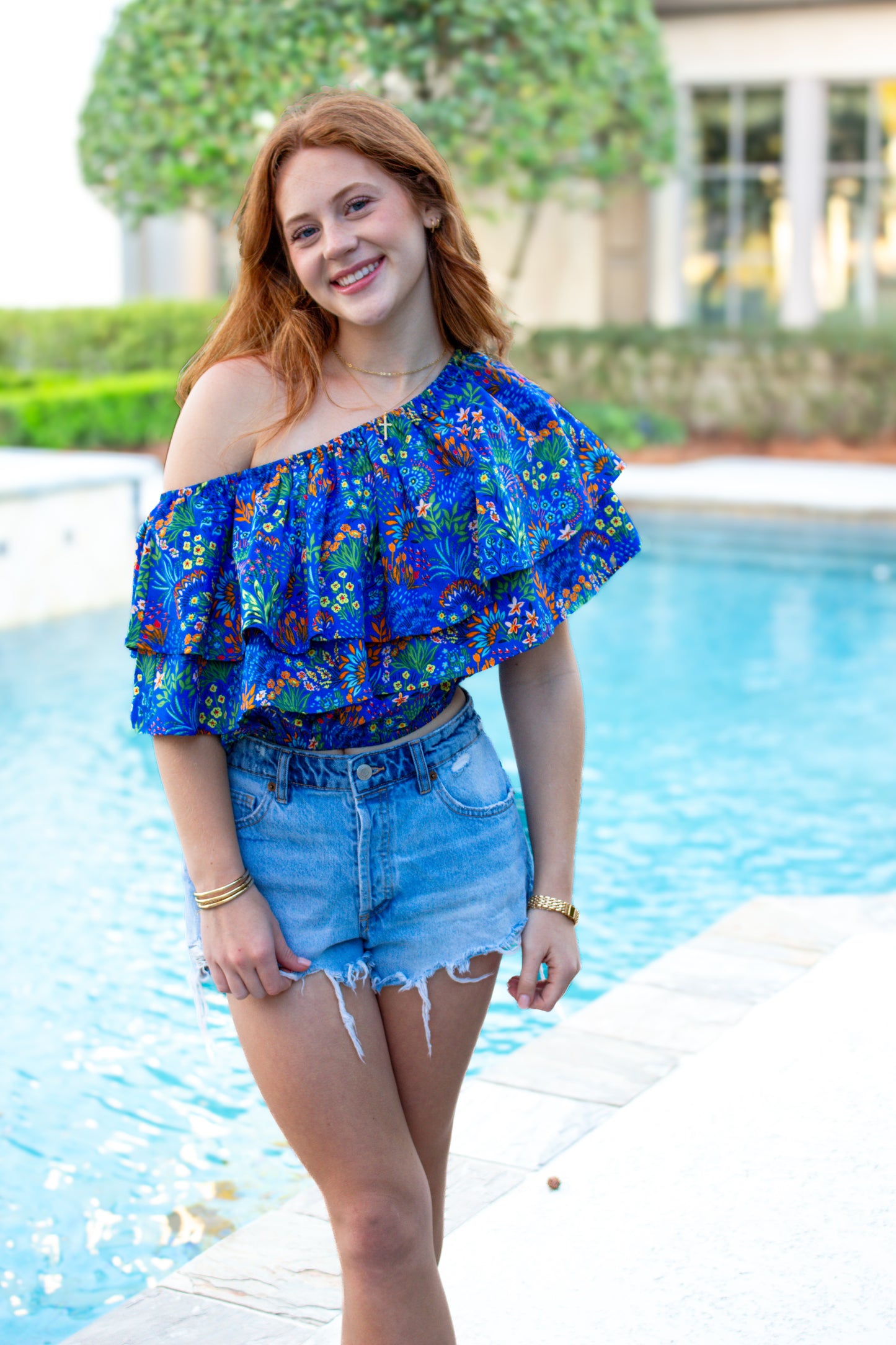 Kate Floral One-Shoulder Top