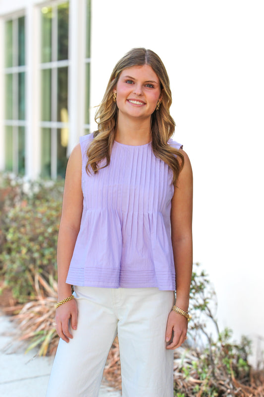 CHLOE SLEEVELESS PLEATED TOP