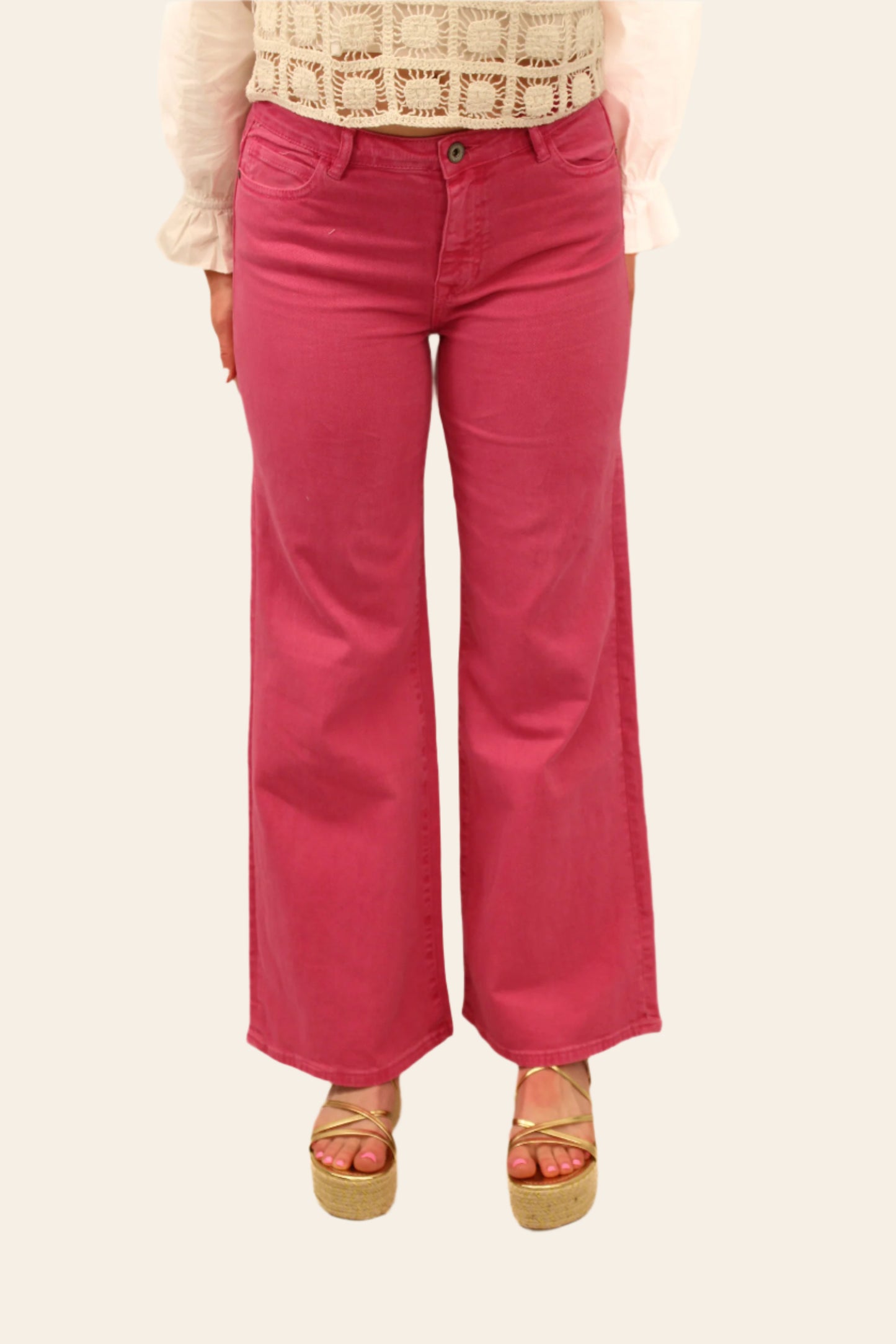Sophia Wide Leg Jeans in Pink