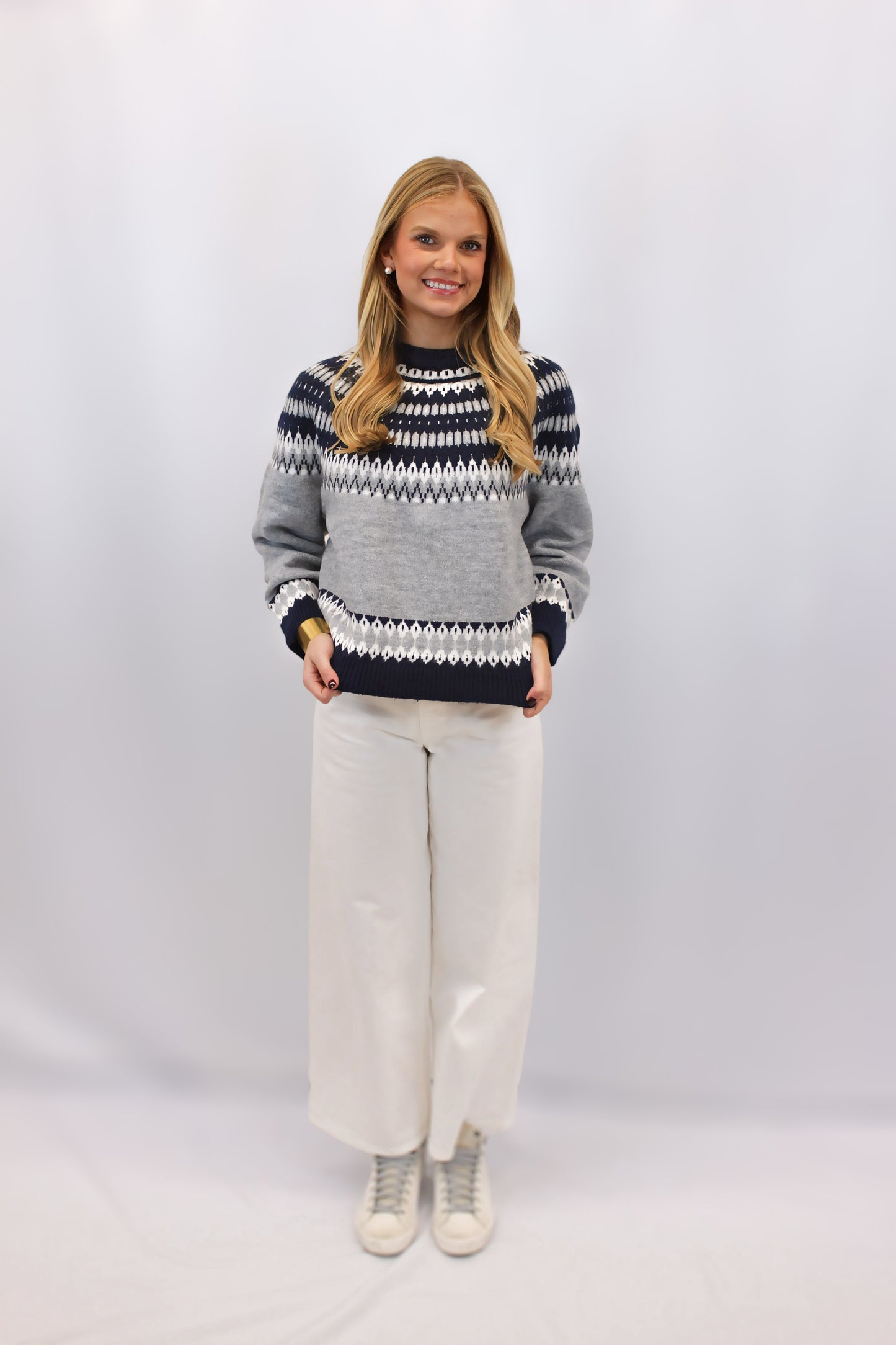 Nancy Nordic Pattern Crew Neck Sweater