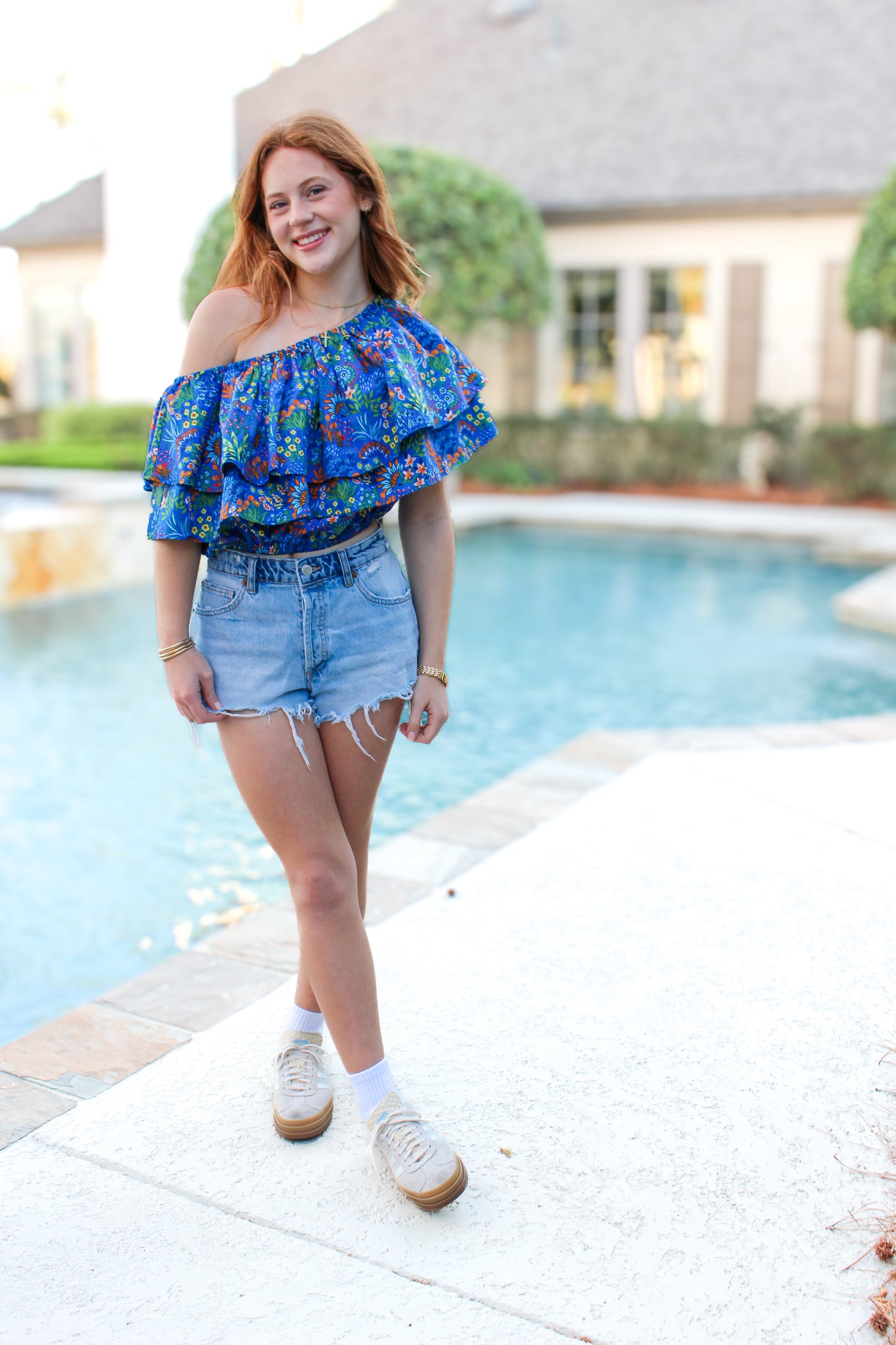 Kate Floral One-Shoulder Top