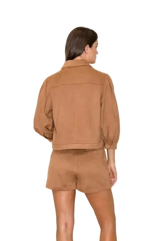 Suede Puff Sleeve Jacket