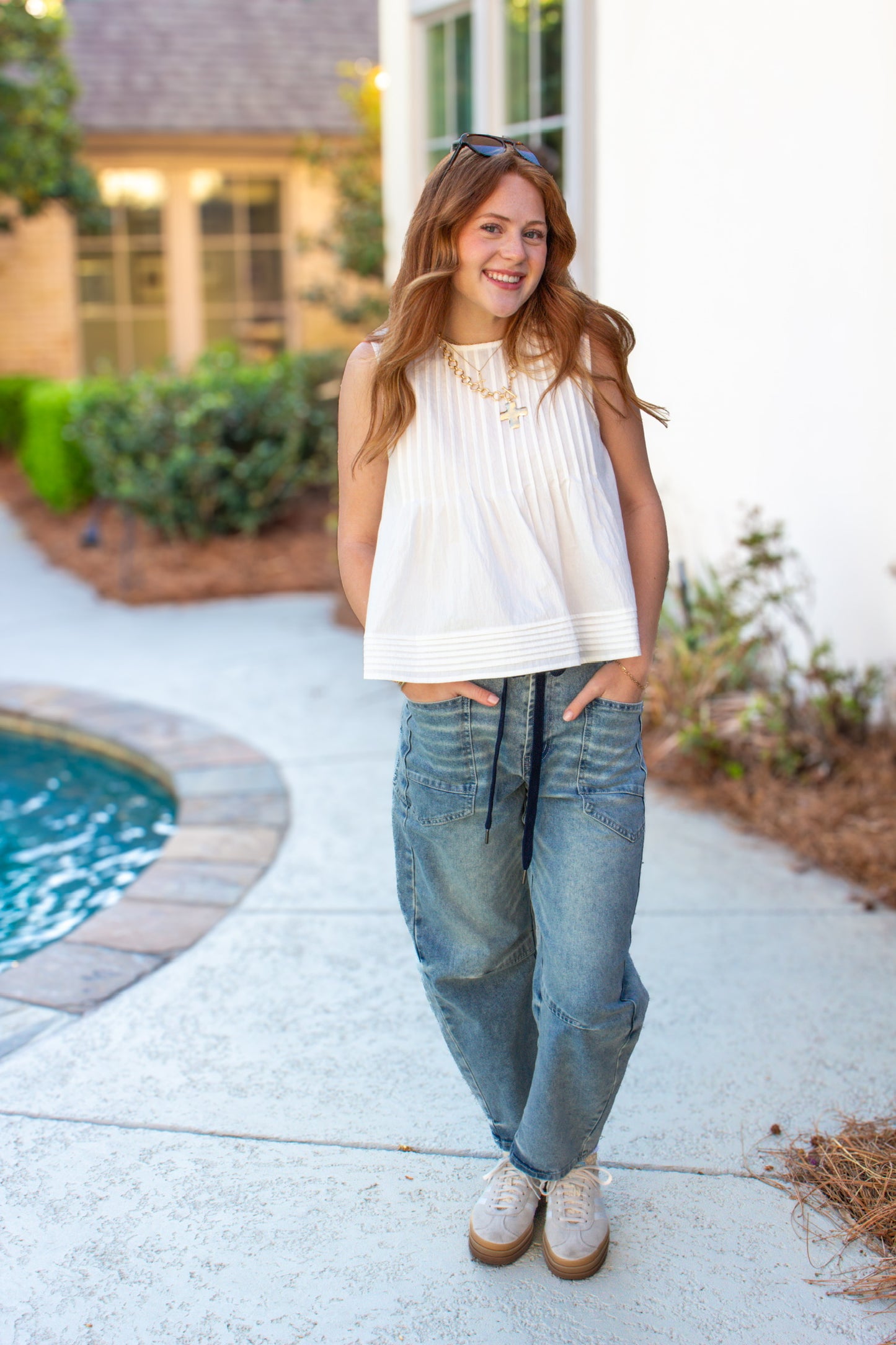 Georgia SLEEVELESS PLEATED TOP
