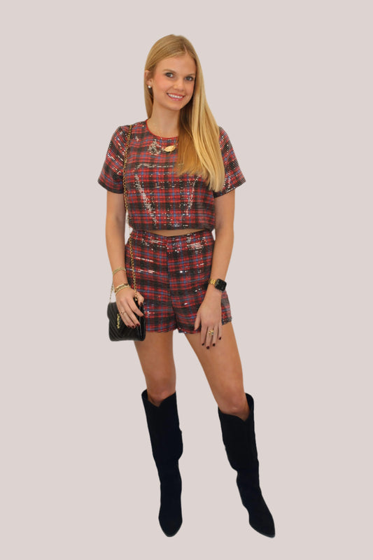 Conjunto de lentejuelas a cuadros Jane