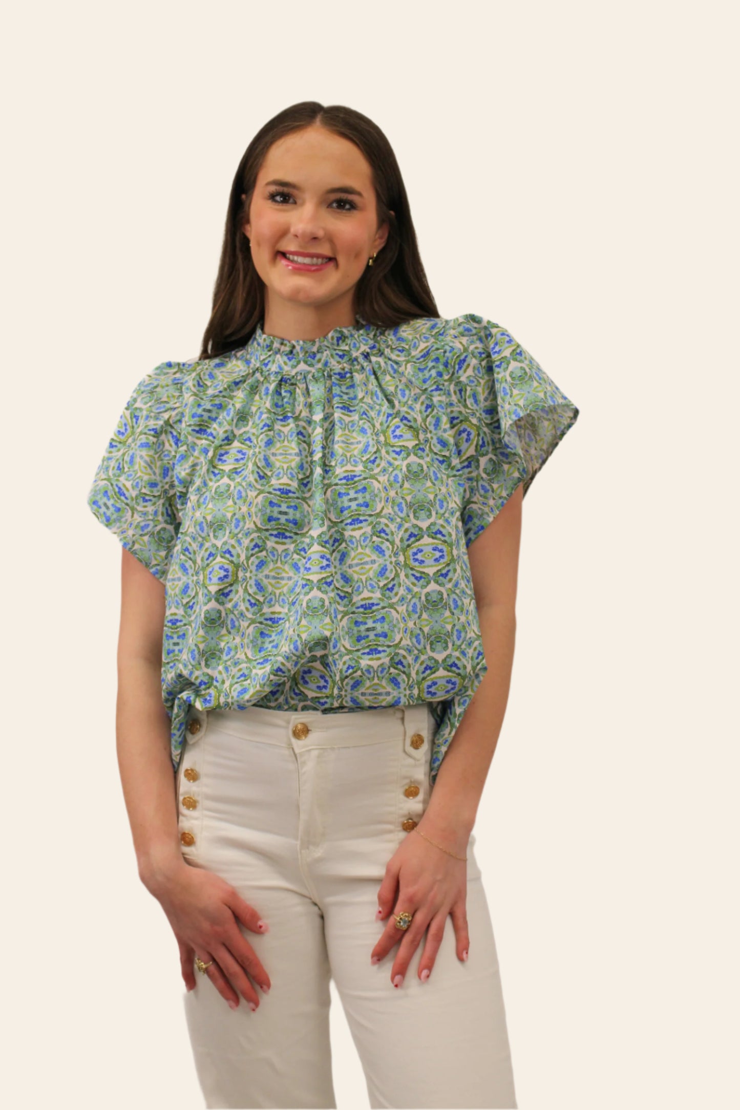 Adelene Flutter Sleeve Top