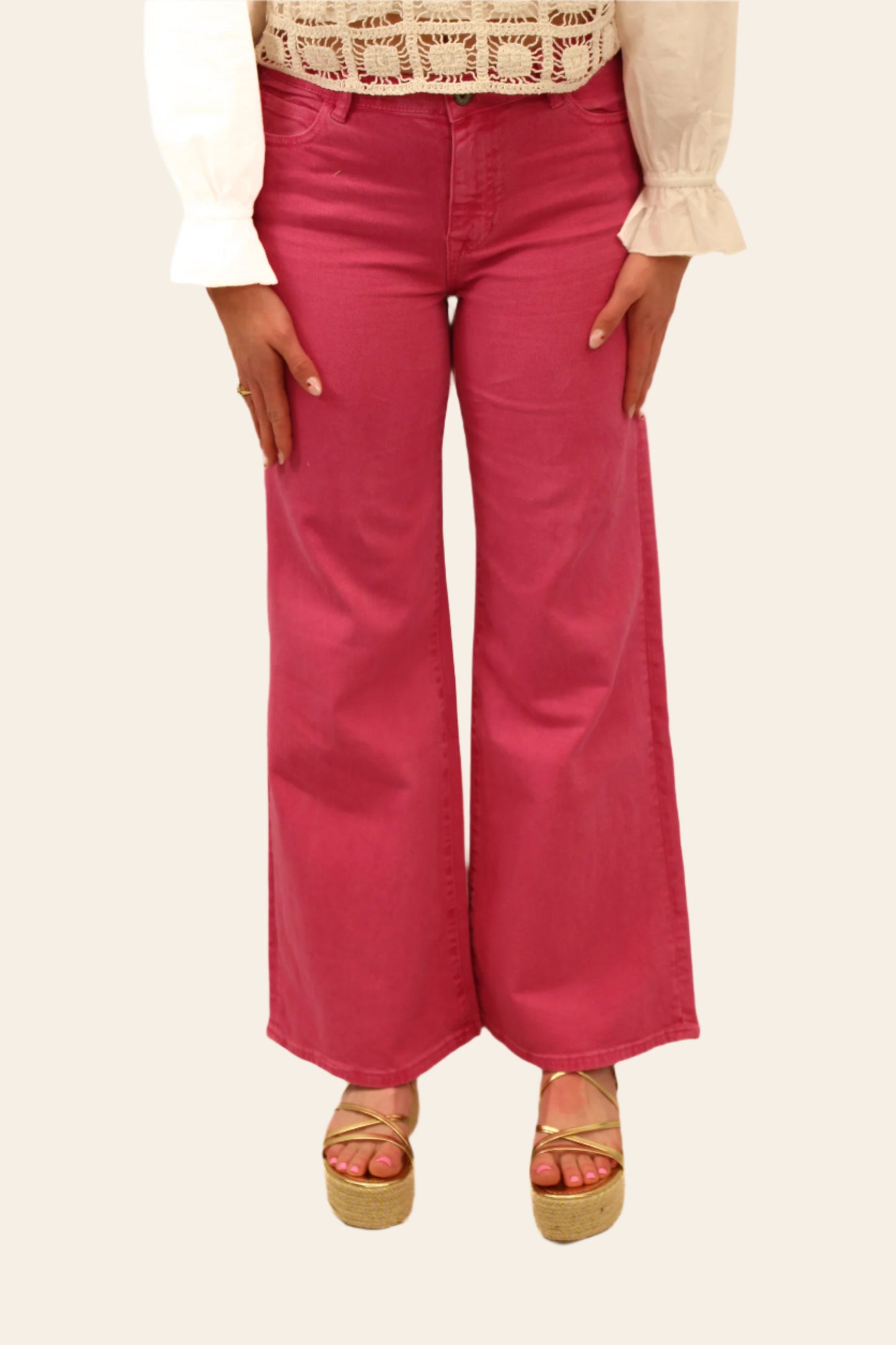 Sophia Wide Leg Jeans in Pink