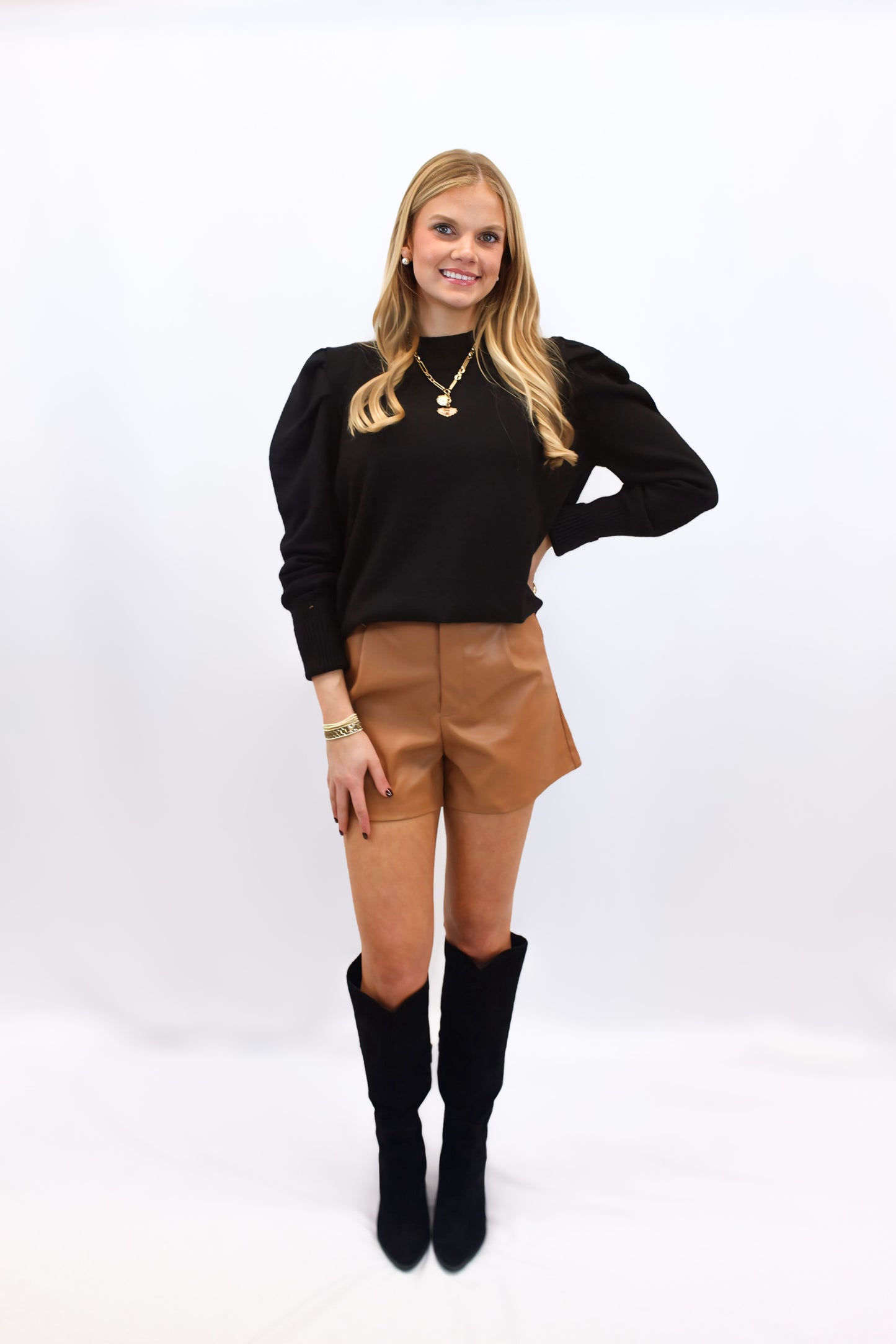 Clara High-Wasited Faux Leather Short