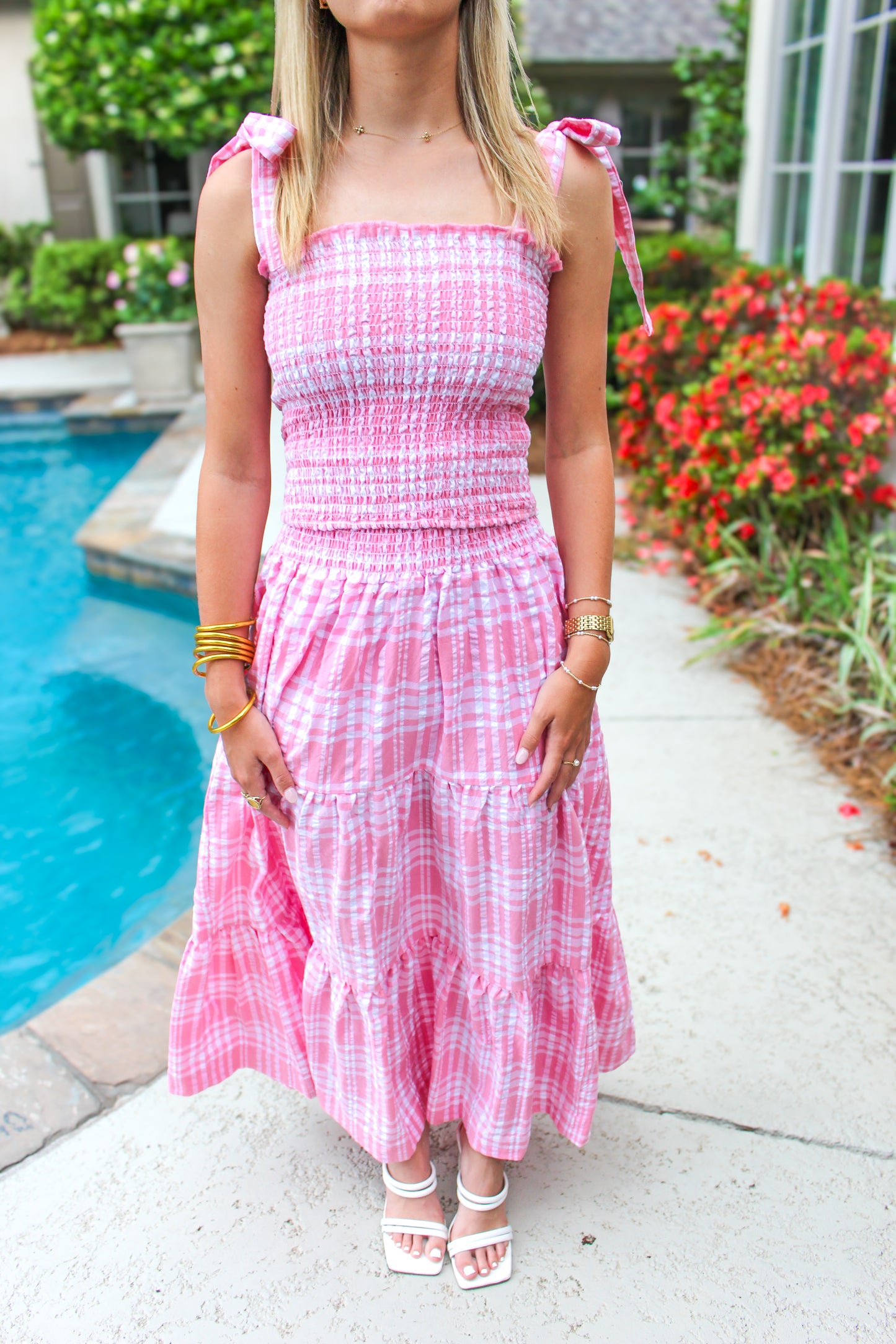 Aracely Pink Gingham Skirt Set