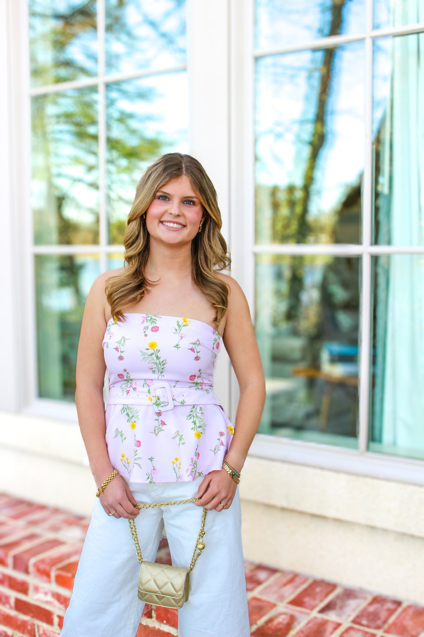 Iva Floral Strapless Top