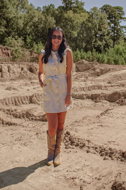 Isla Ruffle Denim Dress