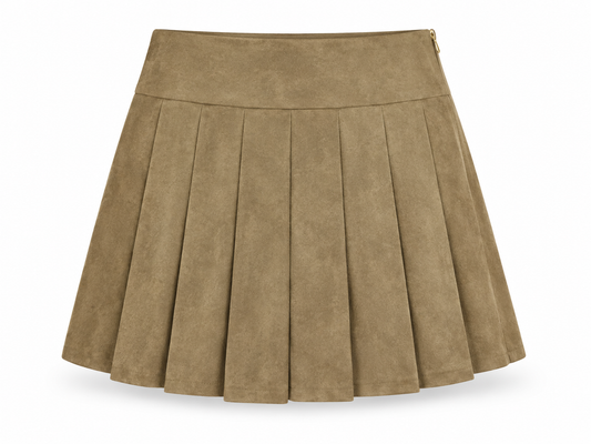 Heather Suede Pleated Skirt