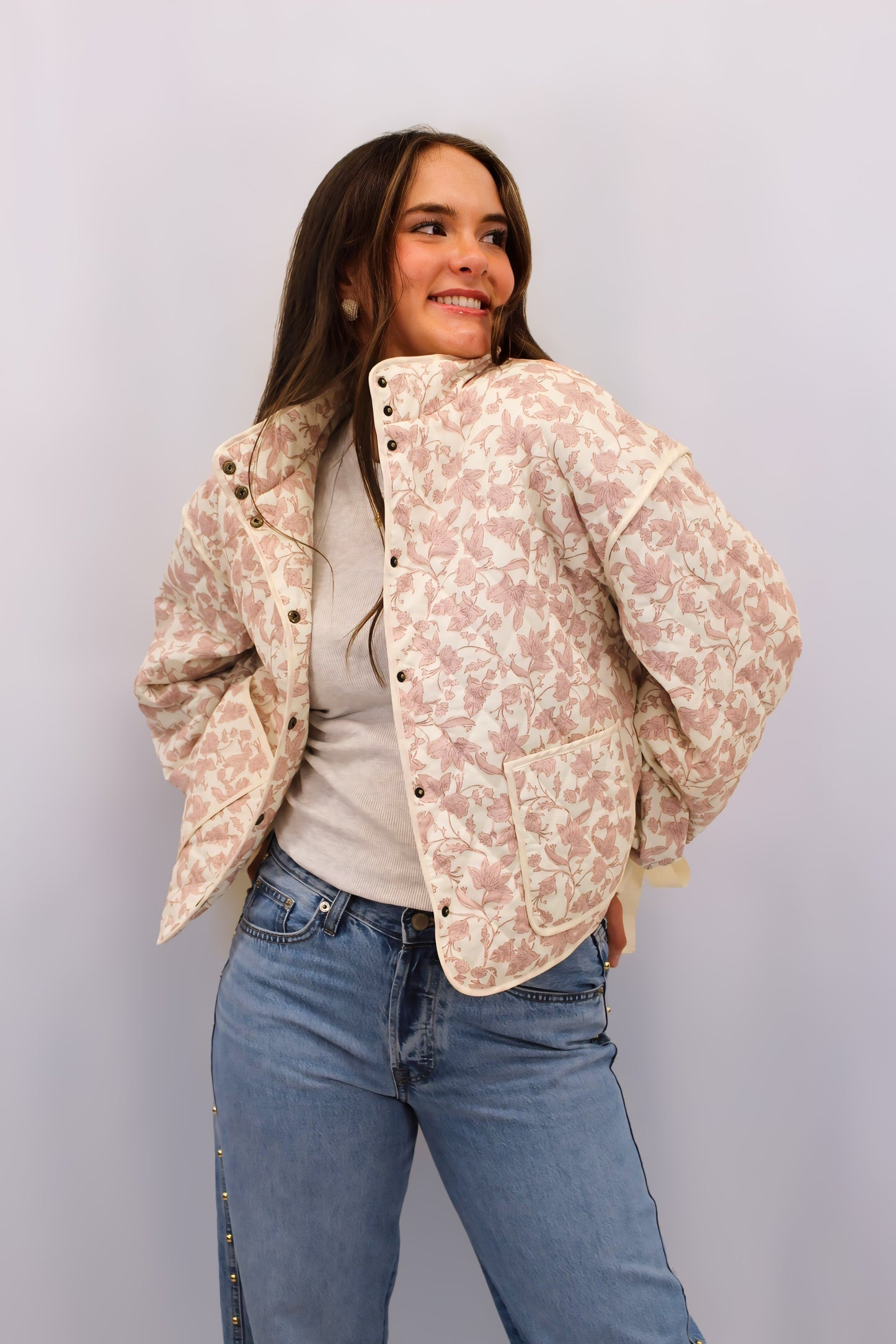 Chaqueta acolchada con estampado floral Margot