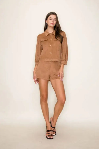 Suede Puff Sleeve Jacket