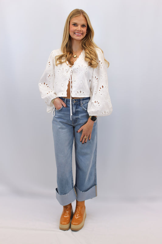 Catherine Eyelet Crop Top