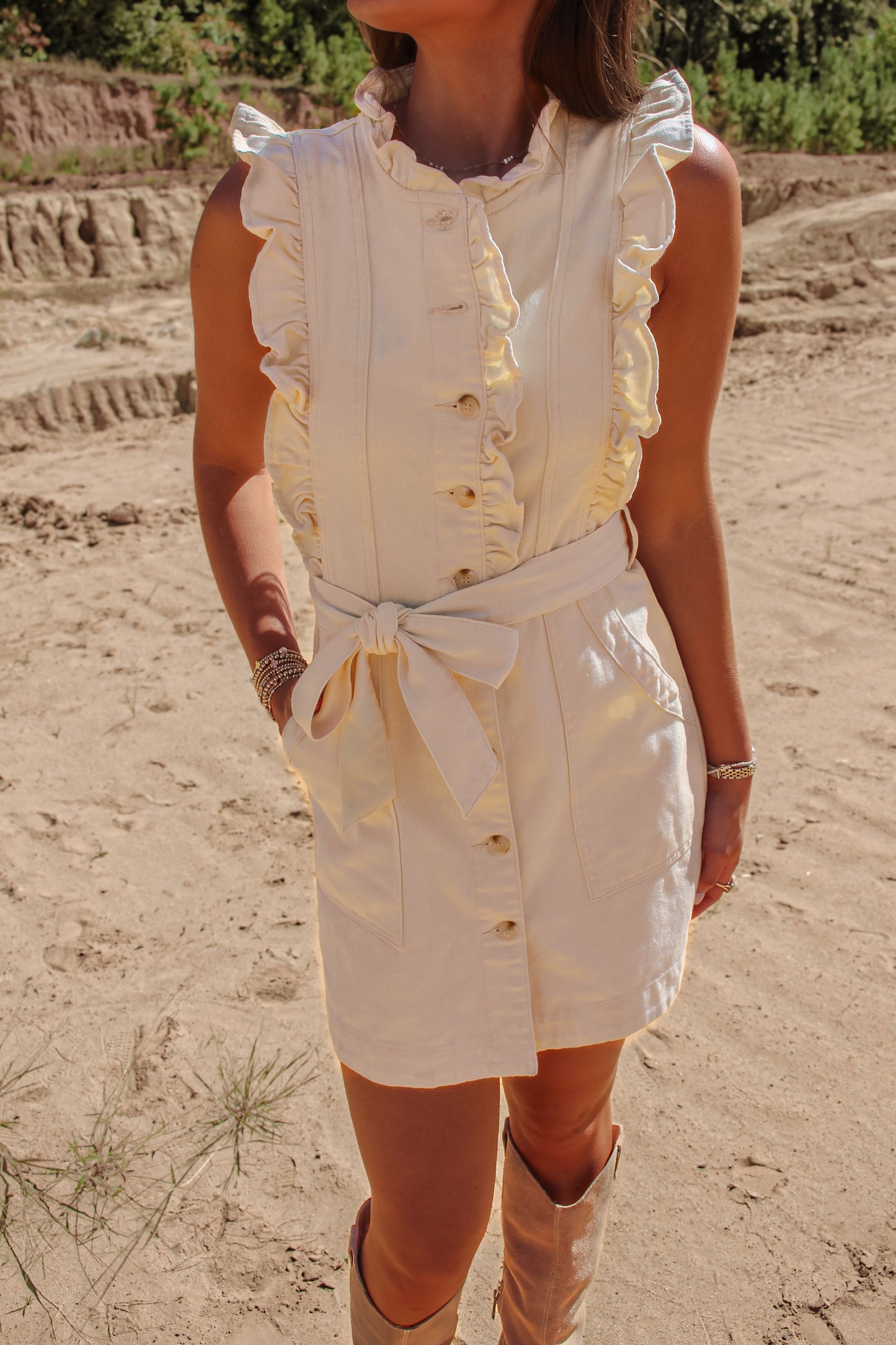 Isla Ruffle Denim Dress