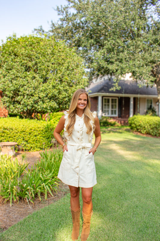 Isla Ruffle Denim Dress