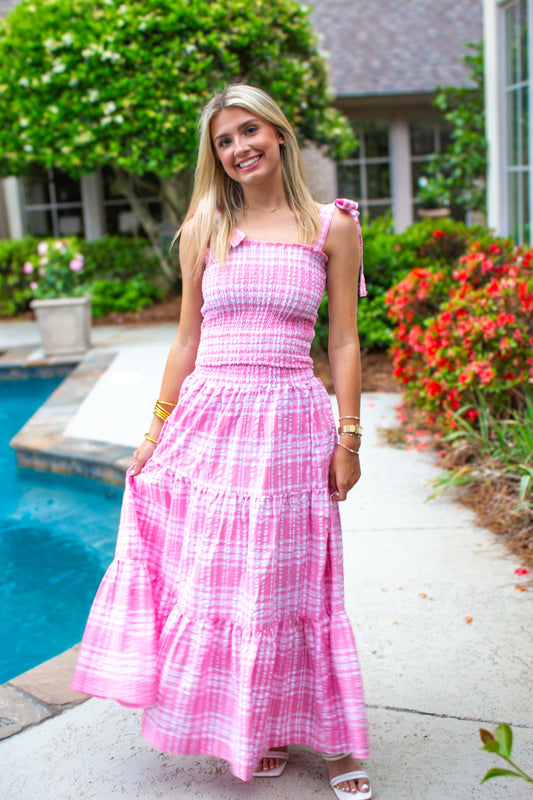 Aracely Pink Gingham Skirt Set