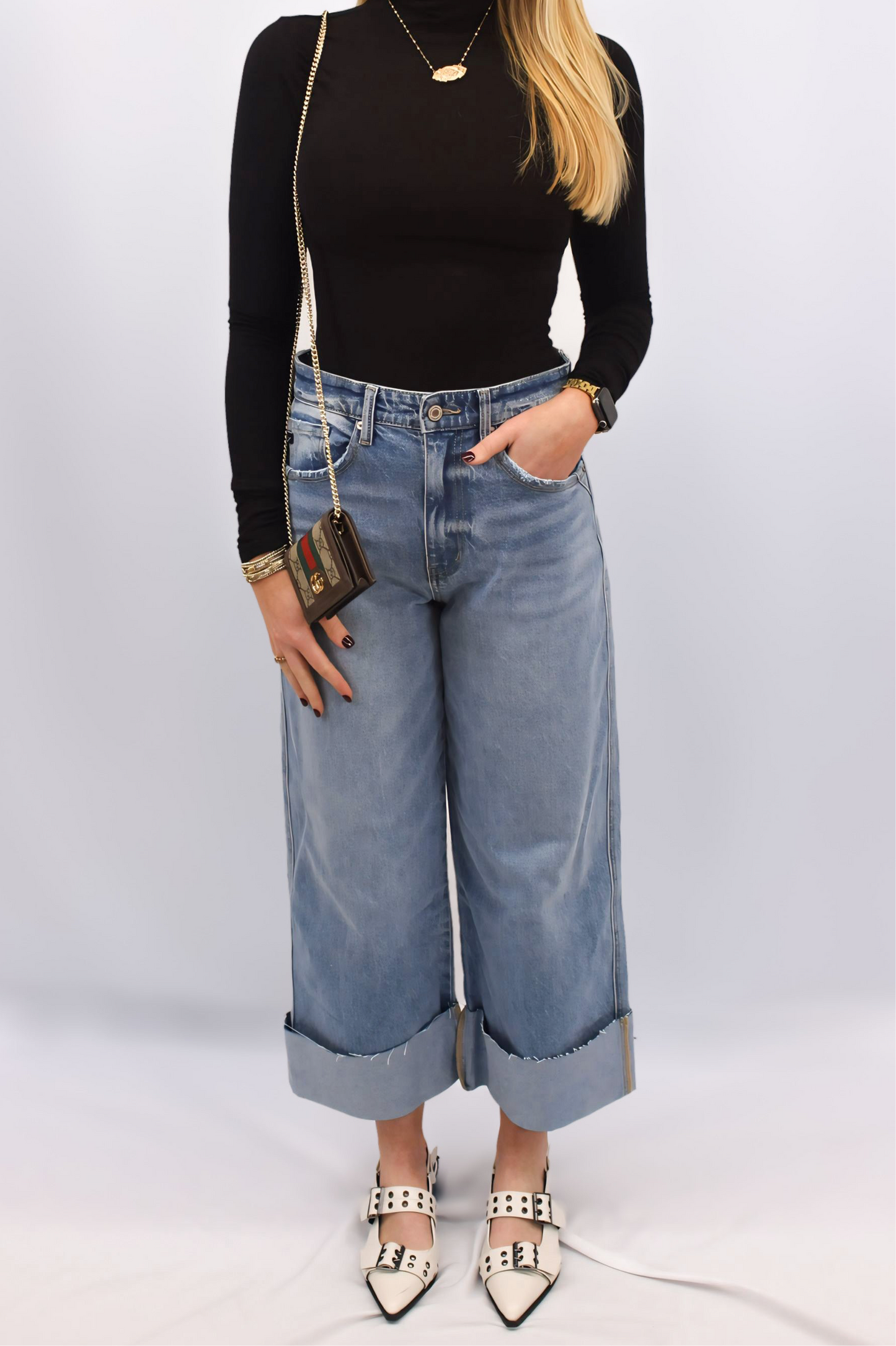 Evie 90's Cropped Wide Leg Jeans