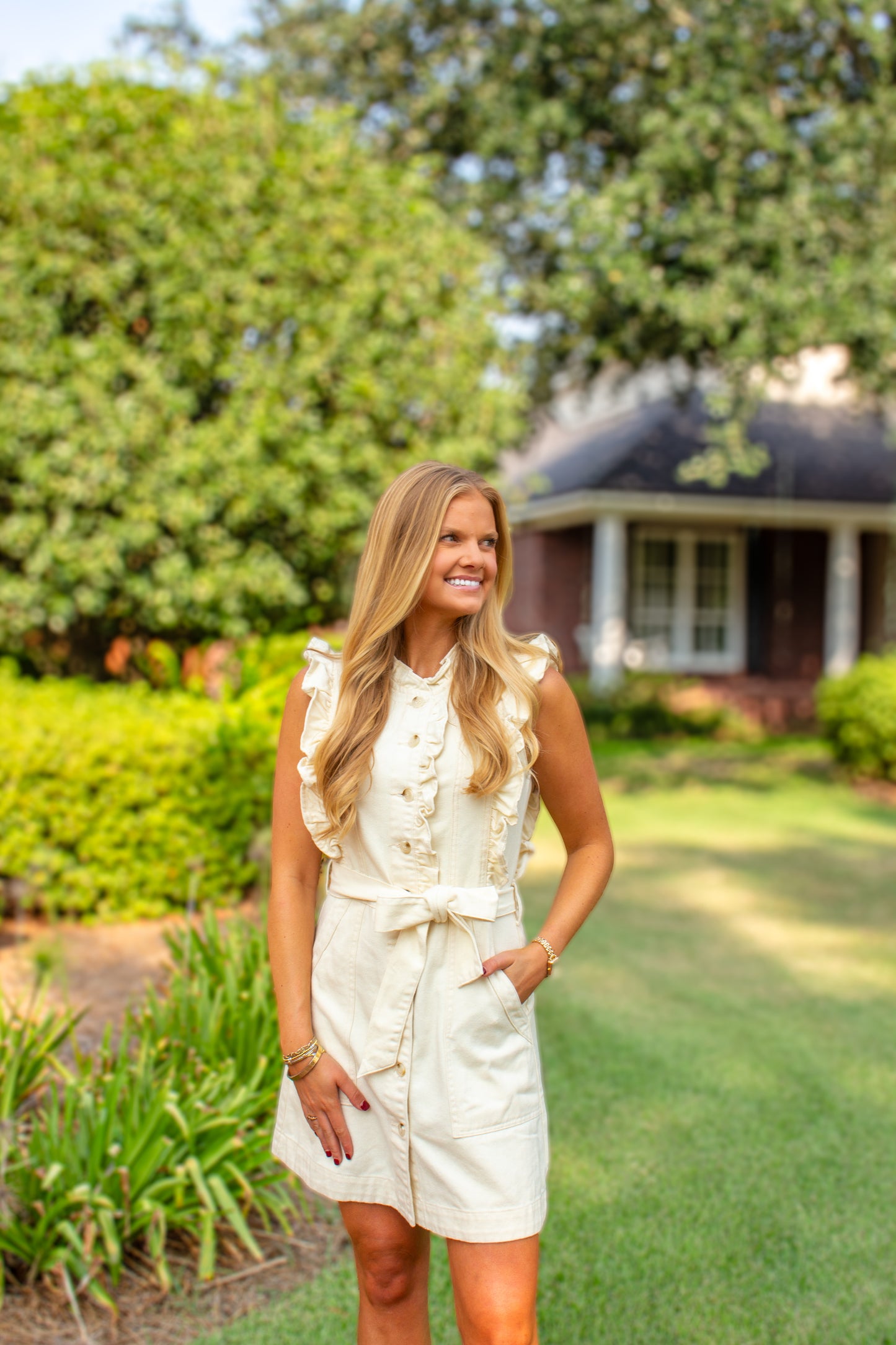 Isla Ruffle Denim Dress