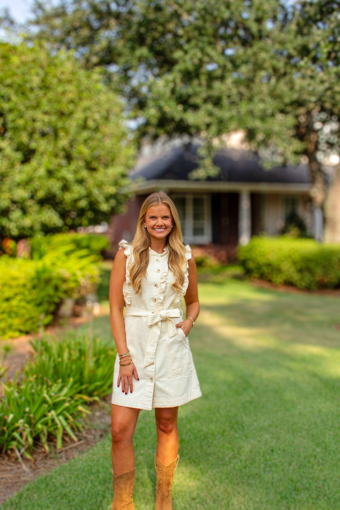 Isla Ruffle Denim Dress