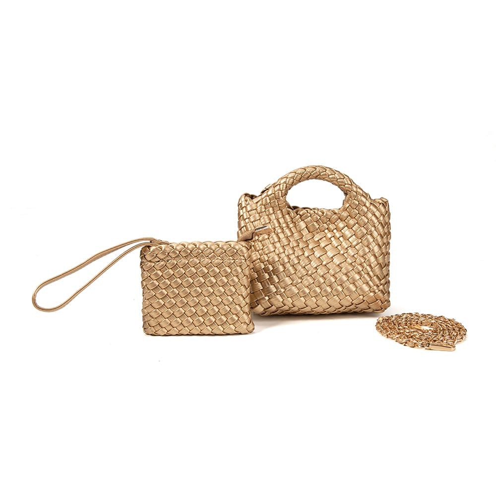 Woven Mini Tote Crossbody W/ Wristlet