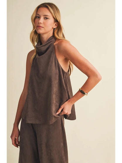 Sarah Suede Halter Top