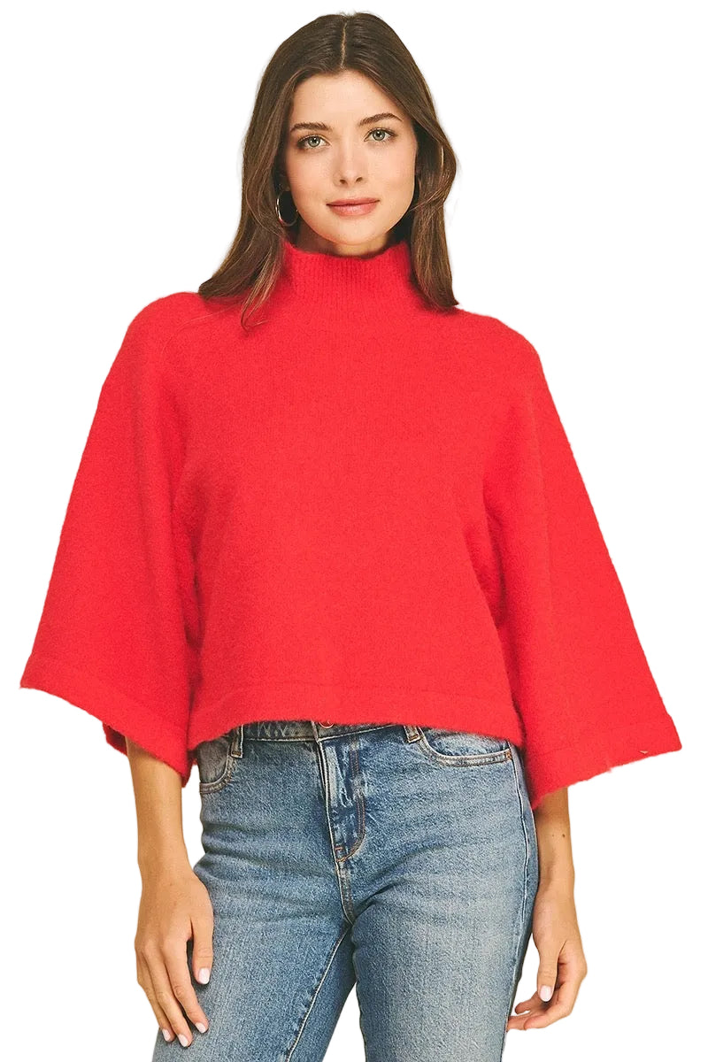 Lori Wide Sleeve Sweater - Red