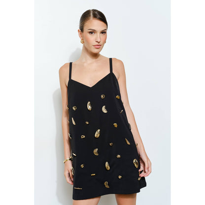 Metallic Embellished A-Line Mini Dress