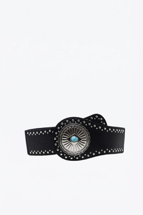 Patia Studded Turquoise Concho Wide Belt