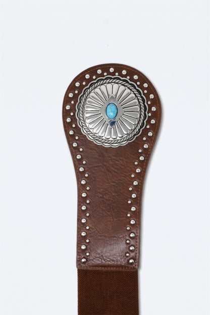 Folley Studded Turquoise Buckle Wide Belt