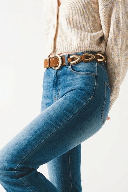Darbia Studded Western Buckle Detail Waist Belt