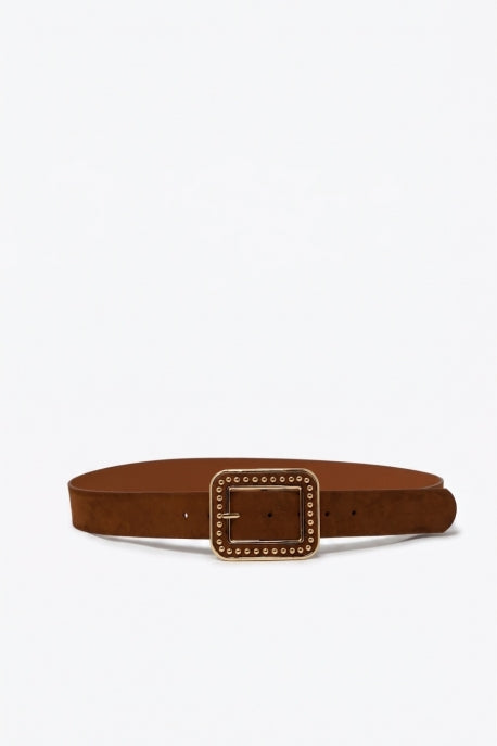 Bordeaux Studded Square Buckle Wide Belt