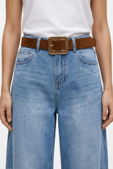 Bordeaux Studded Square Buckle Wide Belt