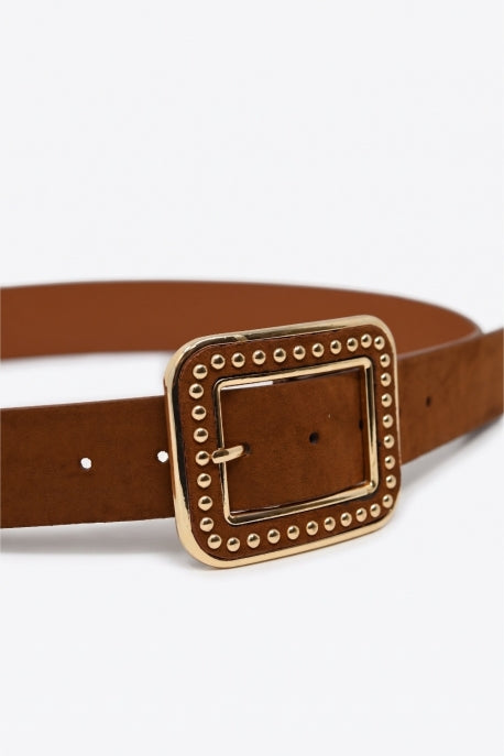 Bordeaux Studded Square Buckle Wide Belt